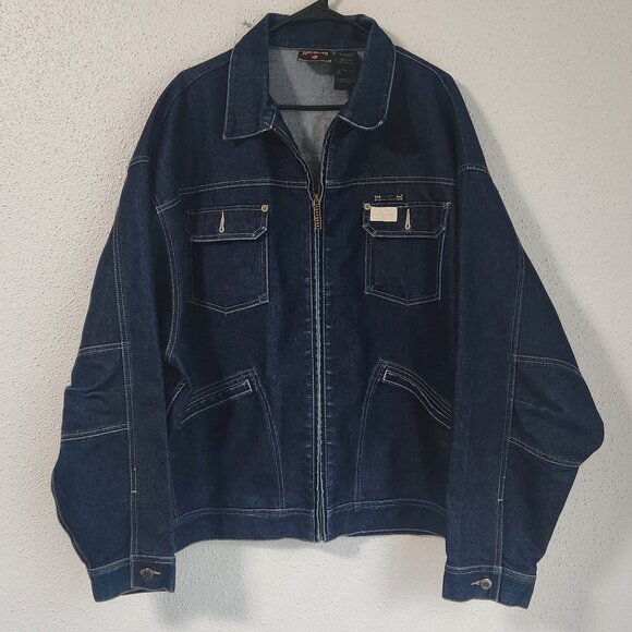Vintage Rocawear Denim Jacket Men's 2XL Blue Jean Wash Embroidered Y2K